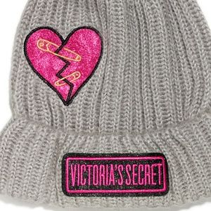 Clothing Shoes Accessories Women S Hats Victoria S Secret Winter Angel Patch Pink Heart Hat Beanie Gray Logo New Grey Sraparish Org